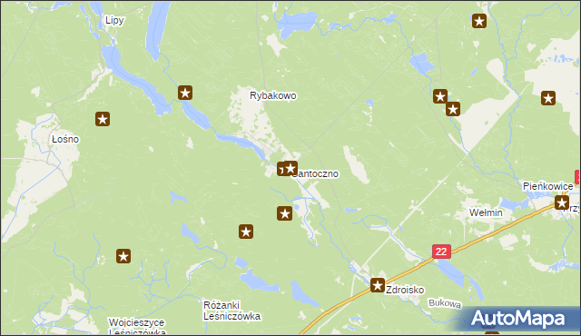 mapa Santoczno, Santoczno na mapie Targeo