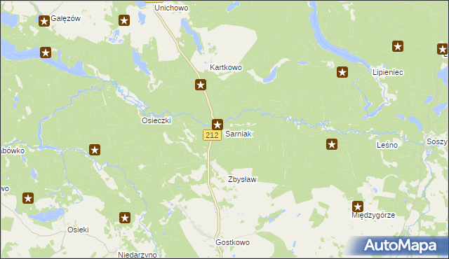 mapa Sarniak gmina Bytów, Sarniak gmina Bytów na mapie Targeo