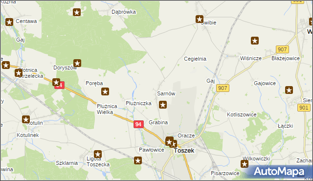 mapa Sarnów gmina Toszek, Sarnów gmina Toszek na mapie Targeo
