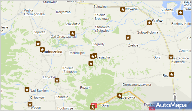 mapa Sąsiadka, Sąsiadka na mapie Targeo