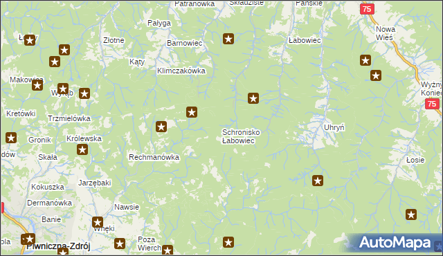 mapa Schronisko Łabowiec, Schronisko Łabowiec na mapie Targeo