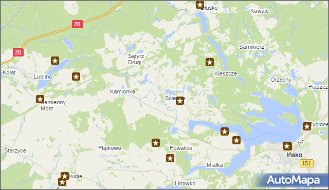 mapa Ścienne, Ścienne na mapie Targeo