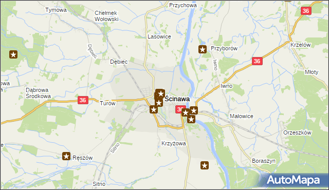 mapa Ścinawa powiat lubiński, Ścinawa powiat lubiński na mapie Targeo