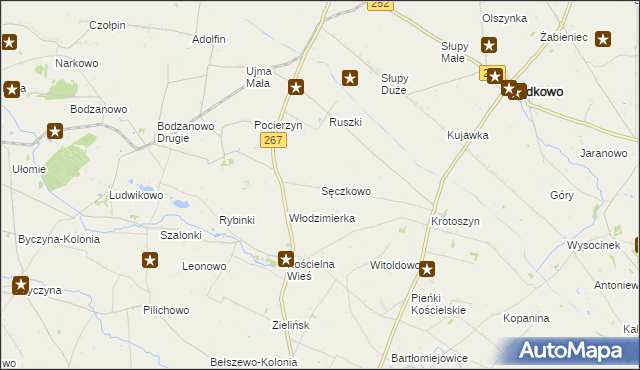 mapa Sęczkowo gmina Osięciny, Sęczkowo gmina Osięciny na mapie Targeo