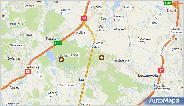 mapa Sękocin-Las, Sękocin-Las na mapie Targeo