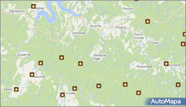 mapa Serednie Małe, Serednie Małe na mapie Targeo