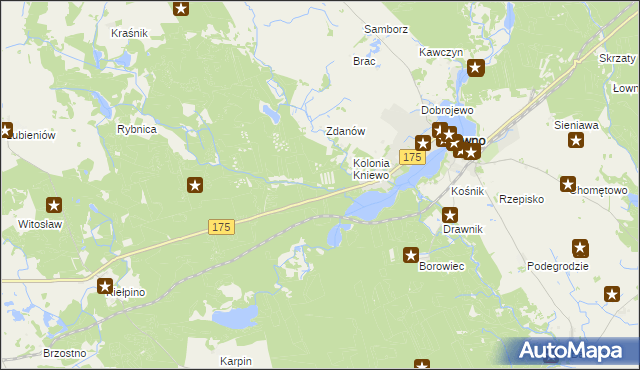 mapa Sicienko gmina Drawno, Sicienko gmina Drawno na mapie Targeo