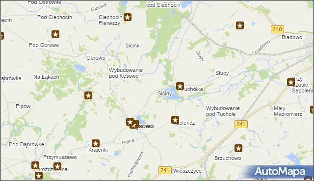 mapa Siciny gmina Kęsowo, Siciny gmina Kęsowo na mapie Targeo