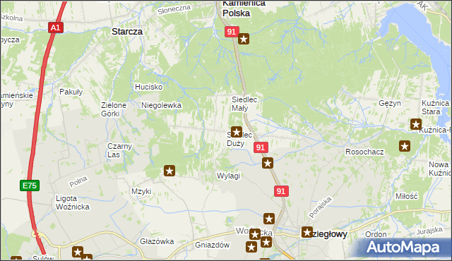 mapa Siedlec Duży, Siedlec Duży na mapie Targeo