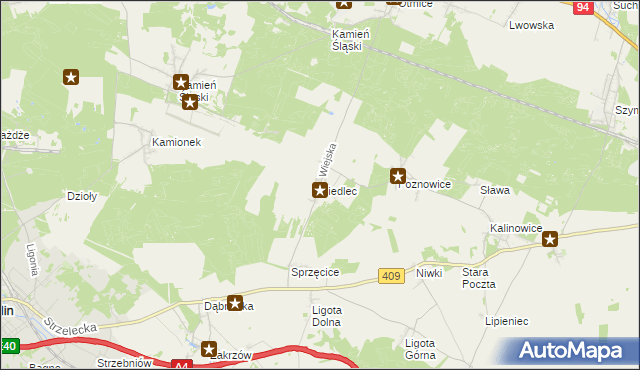 mapa Siedlec gmina Izbicko, Siedlec gmina Izbicko na mapie Targeo