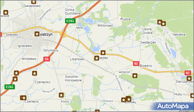 mapa Siedlec gmina Kostrzyn, Siedlec gmina Kostrzyn na mapie Targeo