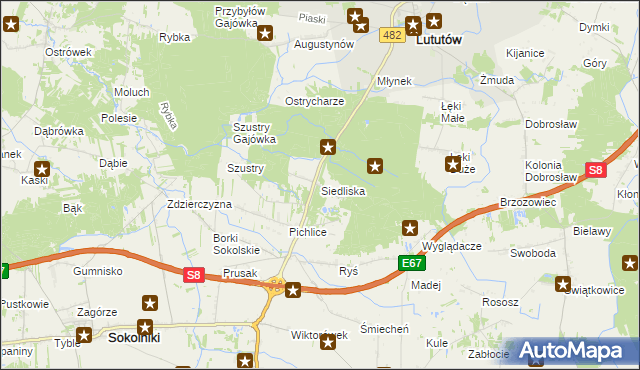 mapa Siedliska gmina Sokolniki, Siedliska gmina Sokolniki na mapie Targeo