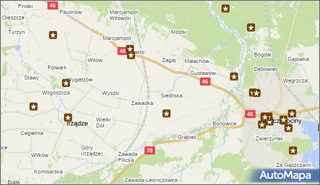 mapa Siedliska gmina Szczekociny, Siedliska gmina Szczekociny na mapie Targeo