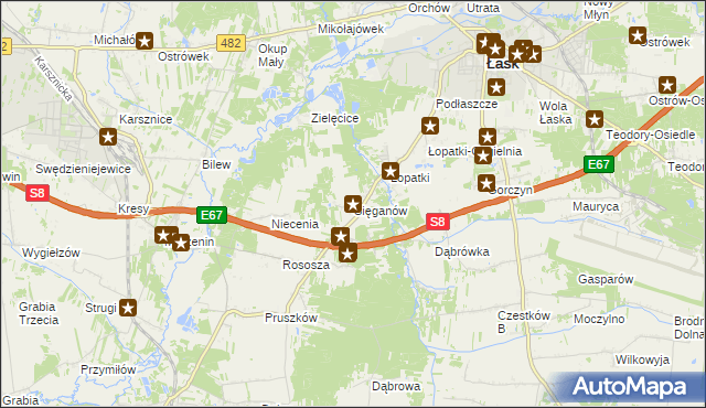 mapa Sięganów, Sięganów na mapie Targeo