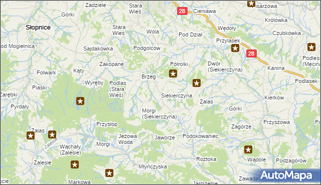 mapa Siekierczyna gmina Limanowa, Siekierczyna gmina Limanowa na mapie Targeo