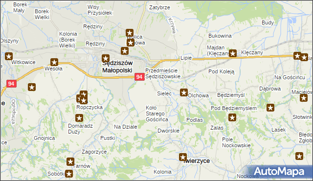 mapa Sielec gmina Iwierzyce, Sielec gmina Iwierzyce na mapie Targeo