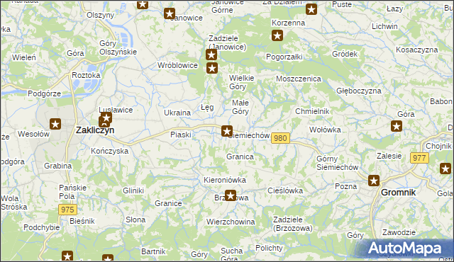 mapa Siemiechów gmina Gromnik, Siemiechów gmina Gromnik na mapie Targeo