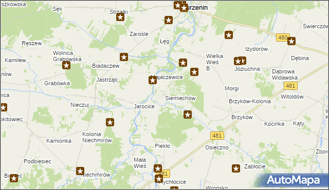 mapa Siemiechów gmina Widawa, Siemiechów gmina Widawa na mapie Targeo
