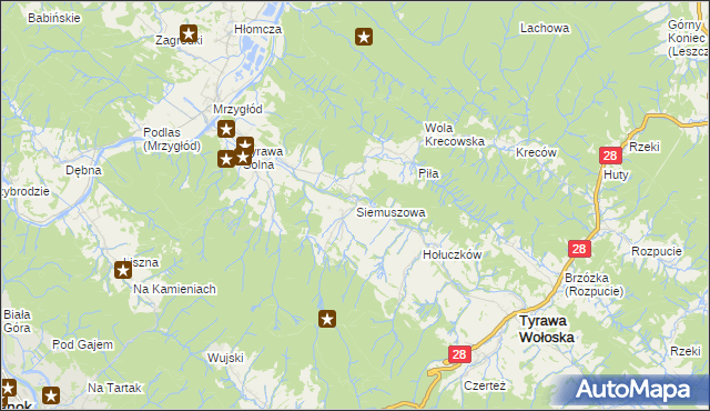 mapa Siemuszowa, Siemuszowa na mapie Targeo