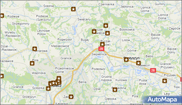 mapa Siepietnica, Siepietnica na mapie Targeo