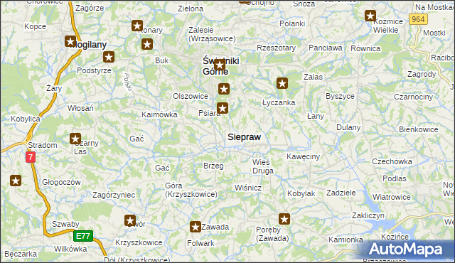 mapa Siepraw, Siepraw na mapie Targeo