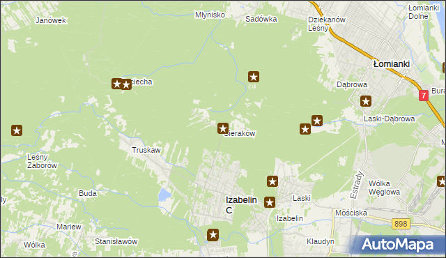 mapa Sieraków gmina Izabelin, Sieraków gmina Izabelin na mapie Targeo