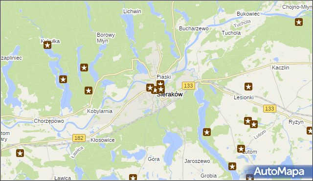 mapa Sieraków powiat międzychodzki, Sieraków powiat międzychodzki na mapie Targeo