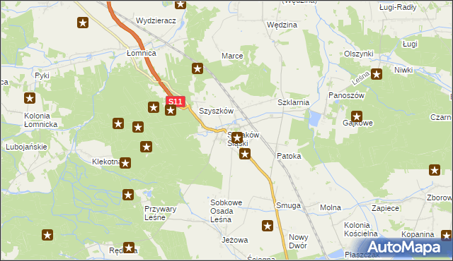 mapa Sieraków Śląski, Sieraków Śląski na mapie Targeo