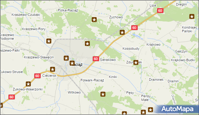 mapa Sierakowo gmina Raciąż, Sierakowo gmina Raciąż na mapie Targeo