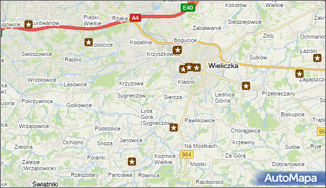 mapa Siercza, Siercza na mapie Targeo
