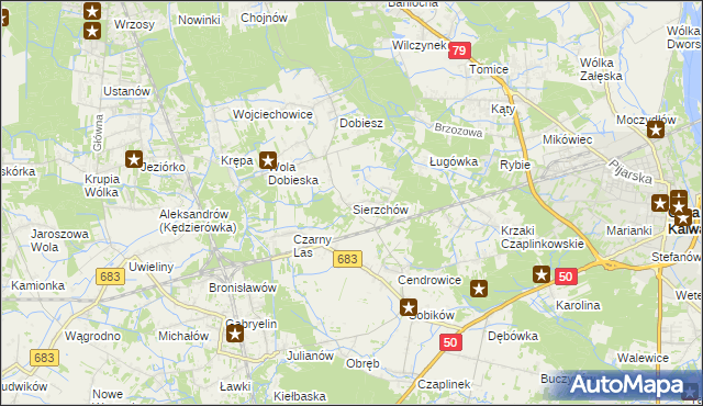 mapa Sierzchów gmina Góra Kalwaria, Sierzchów gmina Góra Kalwaria na mapie Targeo