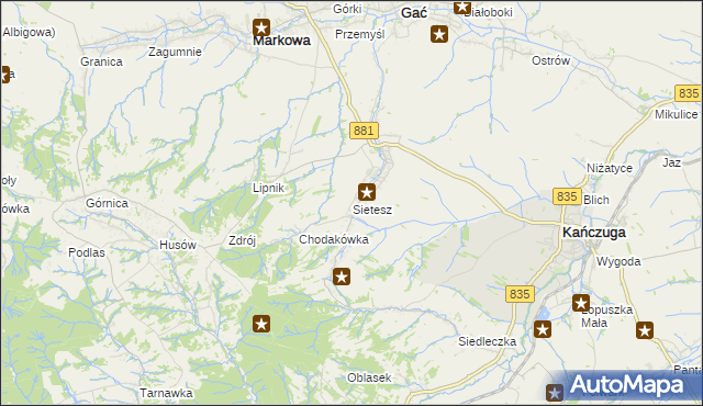 mapa Sietesz, Sietesz na mapie Targeo