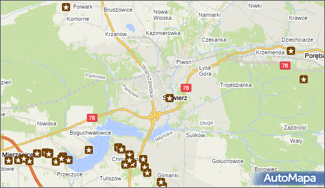 mapa Siewierz, Siewierz na mapie Targeo