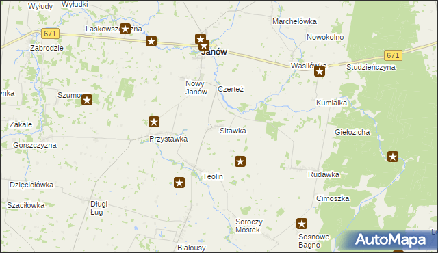 mapa Sitawka, Sitawka na mapie Targeo