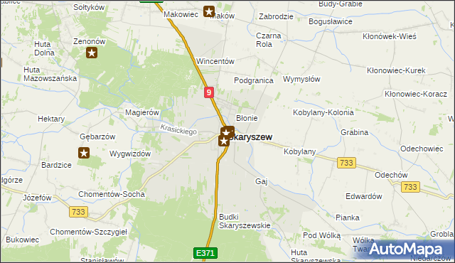 mapa Skaryszew, Skaryszew na mapie Targeo