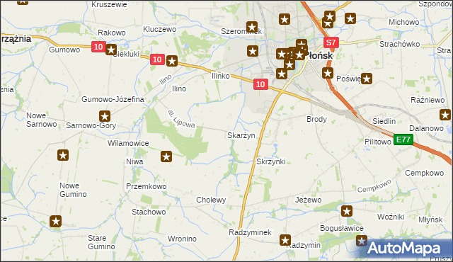 mapa Skarżyn gmina Płońsk, Skarżyn gmina Płońsk na mapie Targeo