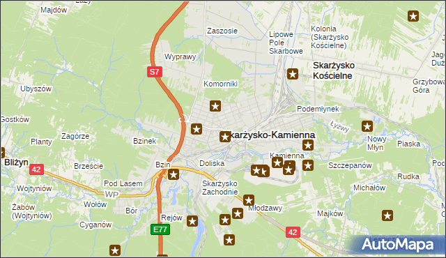 mapa Skarżysko-Kamienna, Skarżysko-Kamienna na mapie Targeo