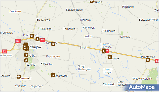 mapa Skibin gmina Radziejów, Skibin gmina Radziejów na mapie Targeo