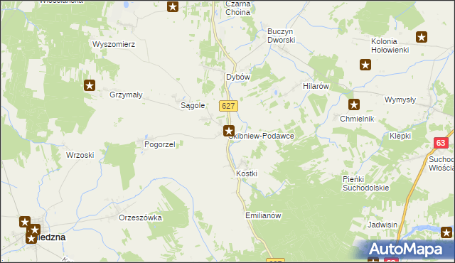 mapa Skibniew-Podawce, Skibniew-Podawce na mapie Targeo