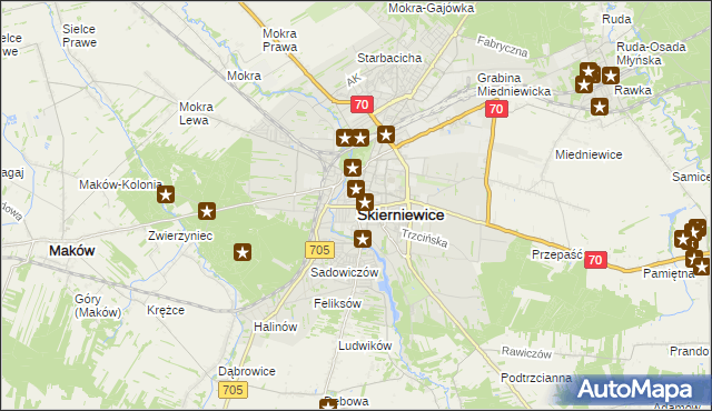 mapa Skierniewic, Skierniewice na mapie Targeo