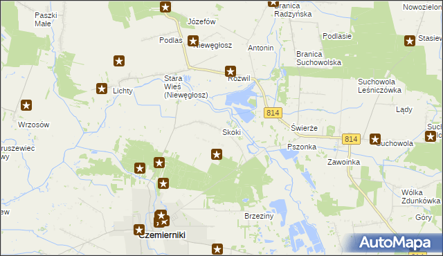 mapa Skoki gmina Czemierniki, Skoki gmina Czemierniki na mapie Targeo