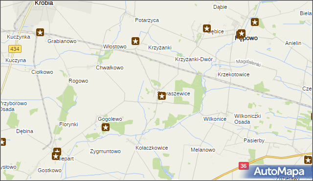 mapa Skoraszewice, Skoraszewice na mapie Targeo
