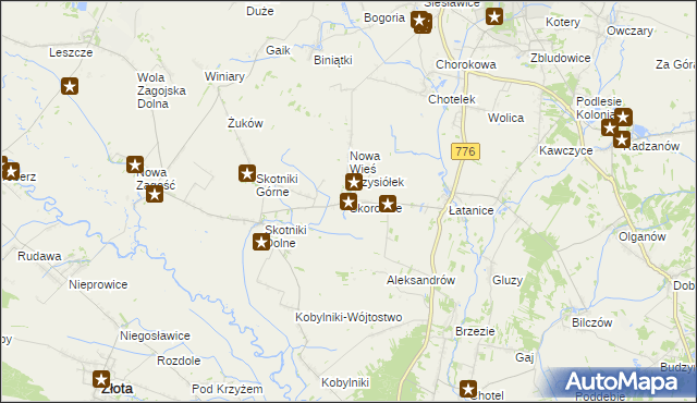 mapa Skorocice, Skorocice na mapie Targeo