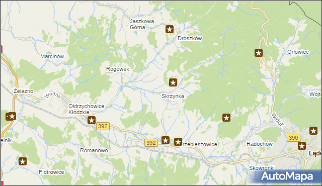 mapa Skrzynka gmina Lądek-Zdrój, Skrzynka gmina Lądek-Zdrój na mapie Targeo