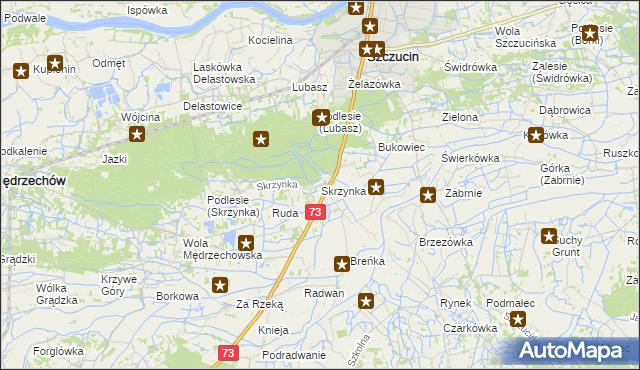 mapa Skrzynka gmina Szczucin, Skrzynka gmina Szczucin na mapie Targeo