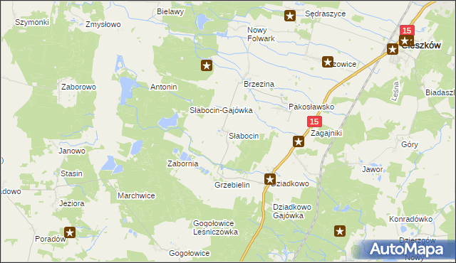 mapa Słabocin, Słabocin na mapie Targeo
