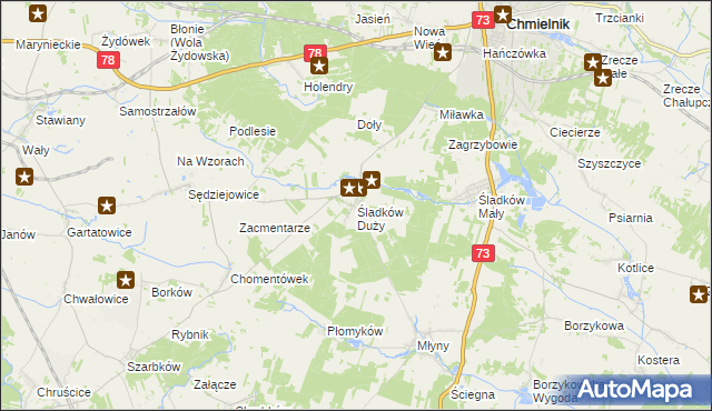 mapa Śladków Duży, Śladków Duży na mapie Targeo