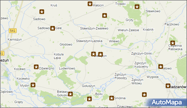 mapa Sławęcin gmina Bieżuń, Sławęcin gmina Bieżuń na mapie Targeo