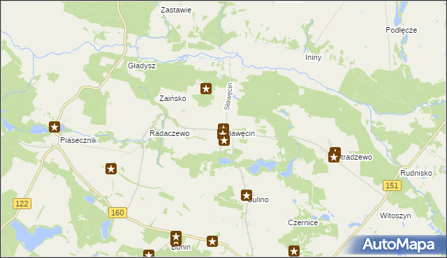 mapa Sławęcin gmina Choszczno, Sławęcin gmina Choszczno na mapie Targeo