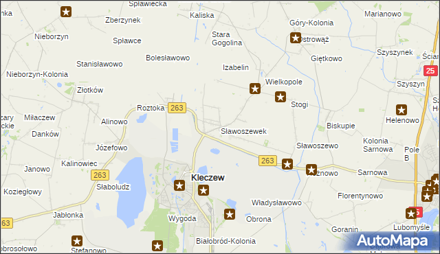 mapa Sławoszewek, Sławoszewek na mapie Targeo